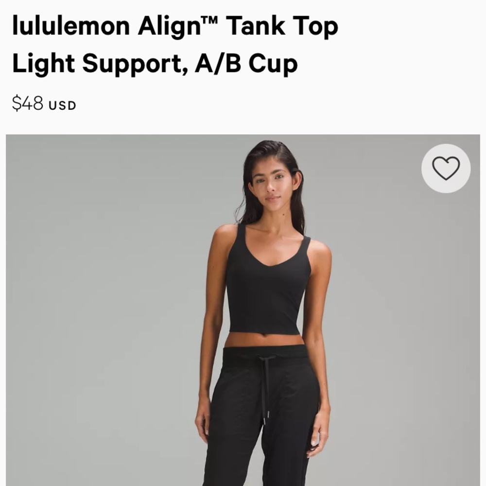 Lululemon Align Tank Light Support A/B cup. Size 4.  Lilac. Worn once.